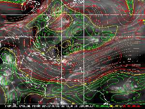 Météo tropicale : Carte des vents de cisaillement.