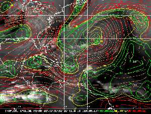 Météo tropicale : Carte des vents de cisaillement.