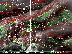 Météo tropicale : Carte des vents de cisaillement.