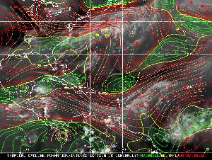 Météo tropicale : Carte des vents de cisaillement.