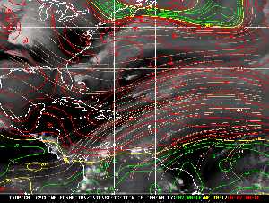 Météo tropicale : Carte des vents de cisaillement.