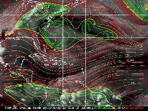 Météo tropicale : Carte des vents de cisaillement.