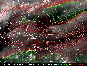 Météo tropicale : Carte des vents de cisaillement.