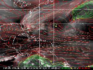 Météo tropicale : Carte des vents de cisaillement.