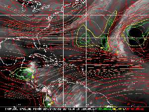 Météo tropicale : Carte des vents de cisaillement.