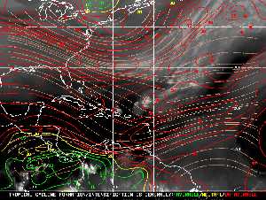 Météo tropicale : Carte des vents de cisaillement.
