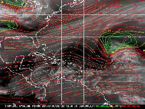 Météo tropicale : Carte des vents de cisaillement.