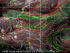 Météo tropicale : Carte des vents de cisaillement.
