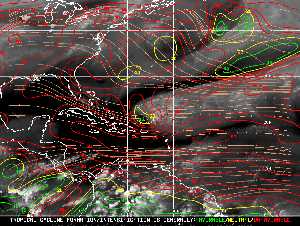 Météo tropicale : Carte des vents de cisaillement.