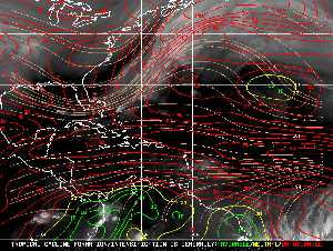 Météo tropicale : Carte des vents de cisaillement.
