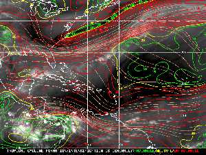 Météo tropicale : Carte des vents de cisaillement.