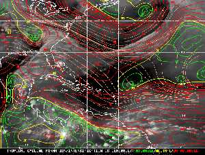 Météo tropicale : Carte des vents de cisaillement.