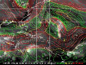 Météo tropicale : Carte des vents de cisaillement.