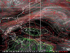 Météo tropicale : Carte des vents de cisaillement.