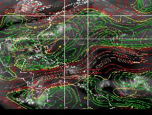 Météo tropicale : Carte des vents de cisaillement.