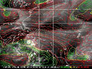 Météo tropicale : Carte des vents de cisaillement.