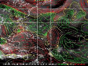 Météo tropicale : Carte des vents de cisaillement.