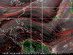 Météo tropicale : Carte des vents de cisaillement.