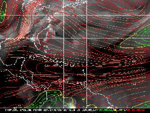 Météo tropicale : Carte des vents de cisaillement.