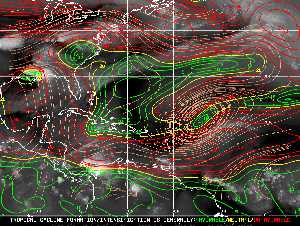 Météo tropicale : Carte des vents de cisaillement.