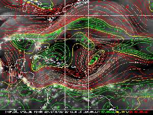 Météo tropicale : Carte des vents de cisaillement.