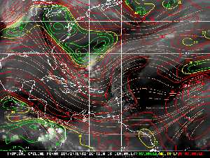 Météo tropicale : Carte des vents de cisaillement.