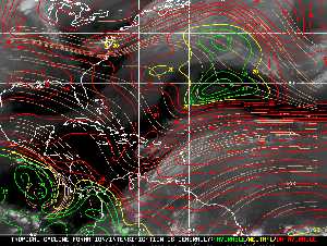 Météo tropicale : Carte des vents de cisaillement.
