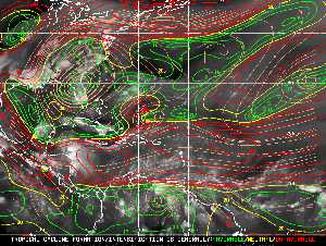 Météo tropicale : Carte des vents de cisaillement.