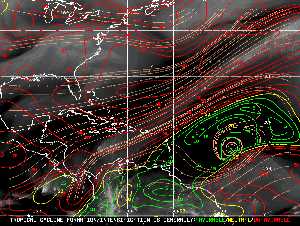 Météo tropicale : Carte des vents de cisaillement.