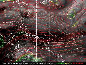 Météo tropicale : Carte des vents de cisaillement.