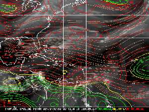 Météo tropicale : Carte des vents de cisaillement.