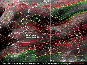 Météo tropicale : Carte des vents de cisaillement.