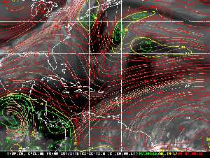 Météo tropicale : Carte des vents de cisaillement.