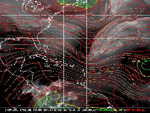 Météo tropicale : Carte des vents de cisaillement.