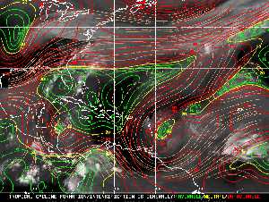 Météo tropicale : Carte des vents de cisaillement.