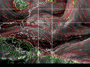 Météo tropicale : Carte des vents de cisaillement.
