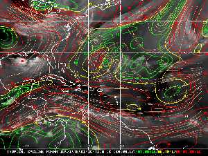 Météo tropicale : Carte des vents de cisaillement.