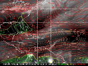 Météo tropicale : Carte des vents de cisaillement.