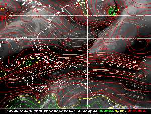 Météo tropicale : Carte des vents de cisaillement.