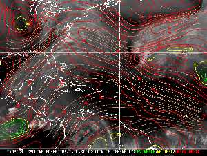 Météo tropicale : Carte des vents de cisaillement.