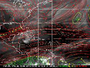 Météo tropicale : Carte des vents de cisaillement.