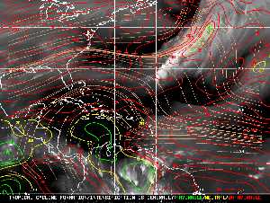 Météo tropicale : Carte des vents de cisaillement.