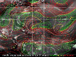 Météo tropicale : Carte des vents de cisaillement.