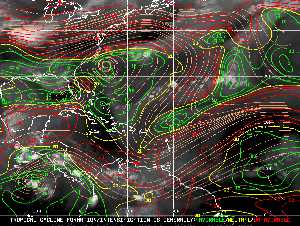 Météo tropicale : Carte des vents de cisaillement.