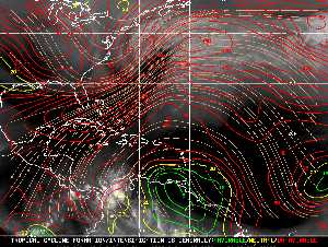 Météo tropicale : Carte des vents de cisaillement.