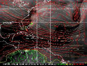 Météo tropicale : Carte des vents de cisaillement.