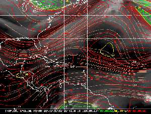 Météo tropicale : Carte des vents de cisaillement.
