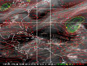 Météo tropicale : Carte des vents de cisaillement.
