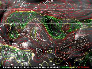 Météo tropicale : Carte des vents de cisaillement.