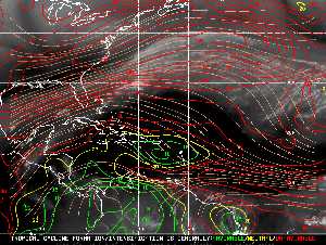 Météo tropicale : Carte des vents de cisaillement.